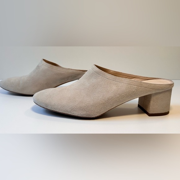Everlane Day Heel Mule Beige Size 9 Suede Block Heel Slip On GUC - Picture 8 of 9